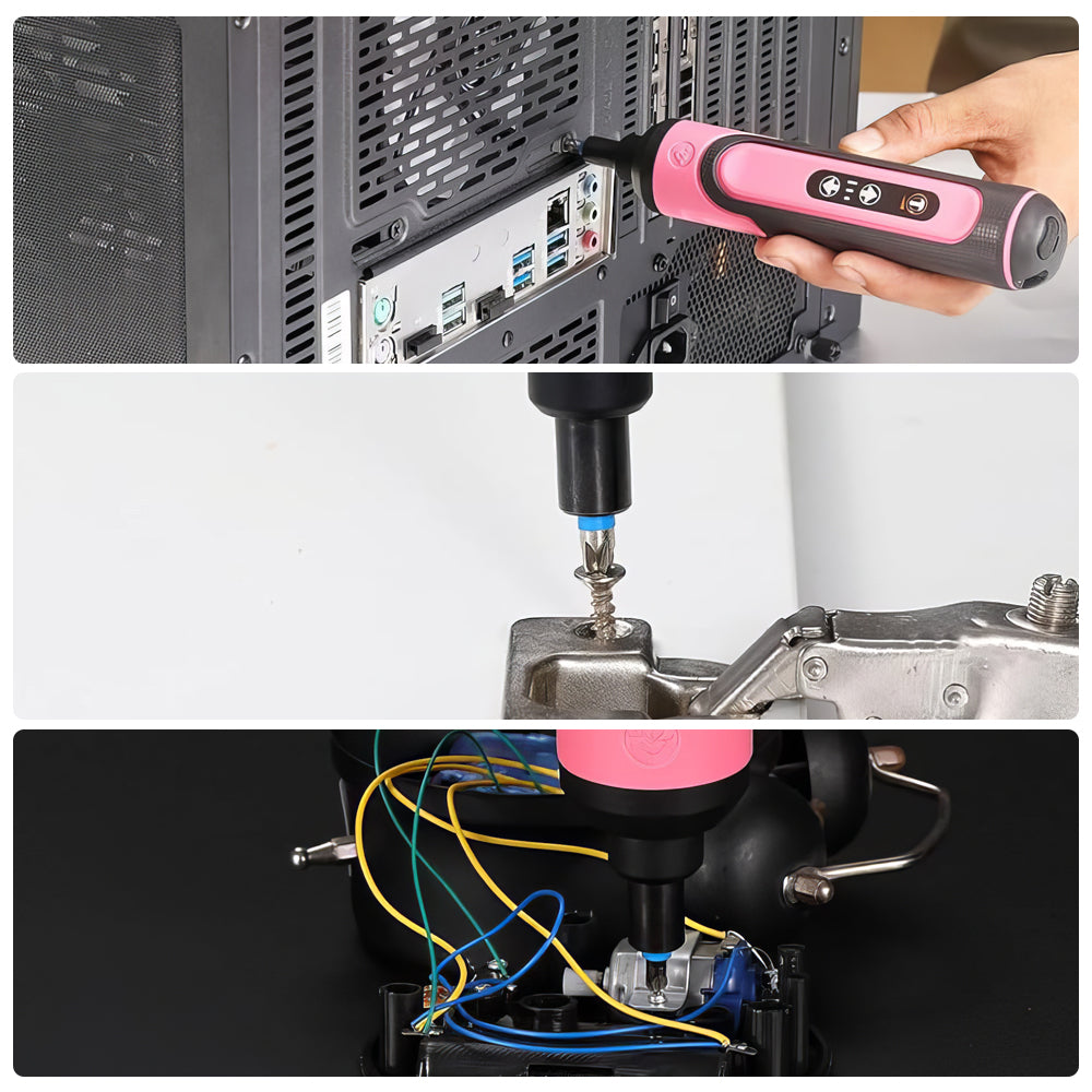 4V Cordless Electric Screwdriver 3 Torque Settings with 26 Bits for Furniture