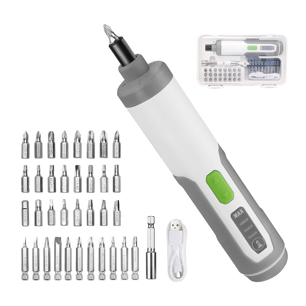 4V Electric Screwdriver Rechargeable Cordless with 35 Bits Extension Rod LED Light Carrying Case