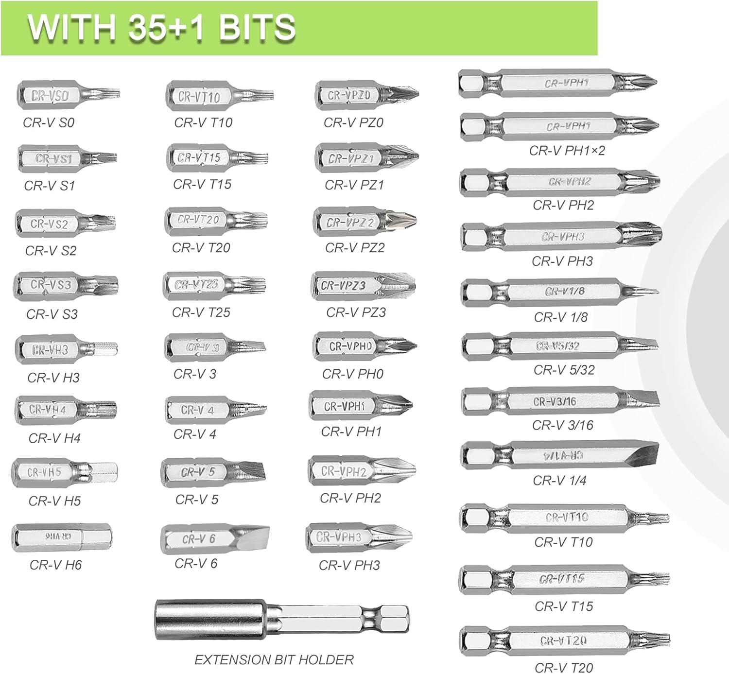 4V Electric Screwdriver Rechargeable Cordless with 35 Bits Extension Rod LED Light Carrying Case