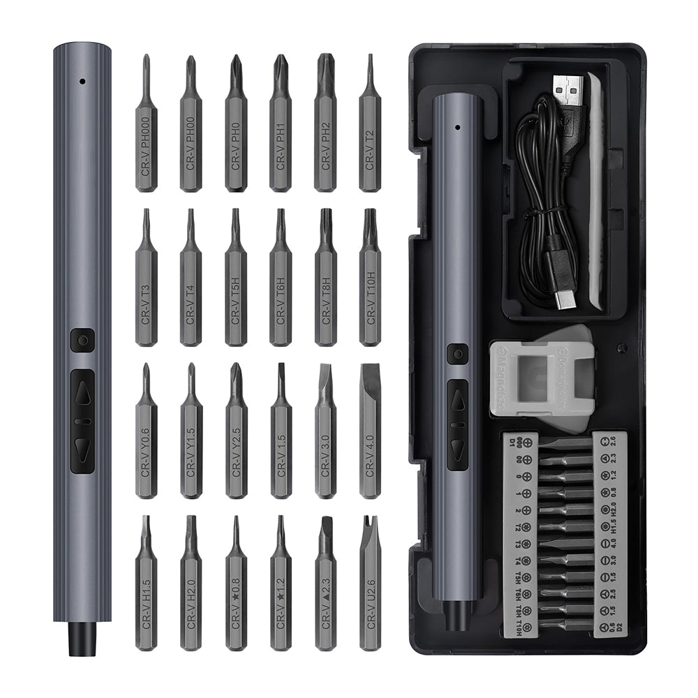 Mini Electric Screwdriver 29 in 1 Cordless Kit with 24 Magnetic Bits for Phone Laptop