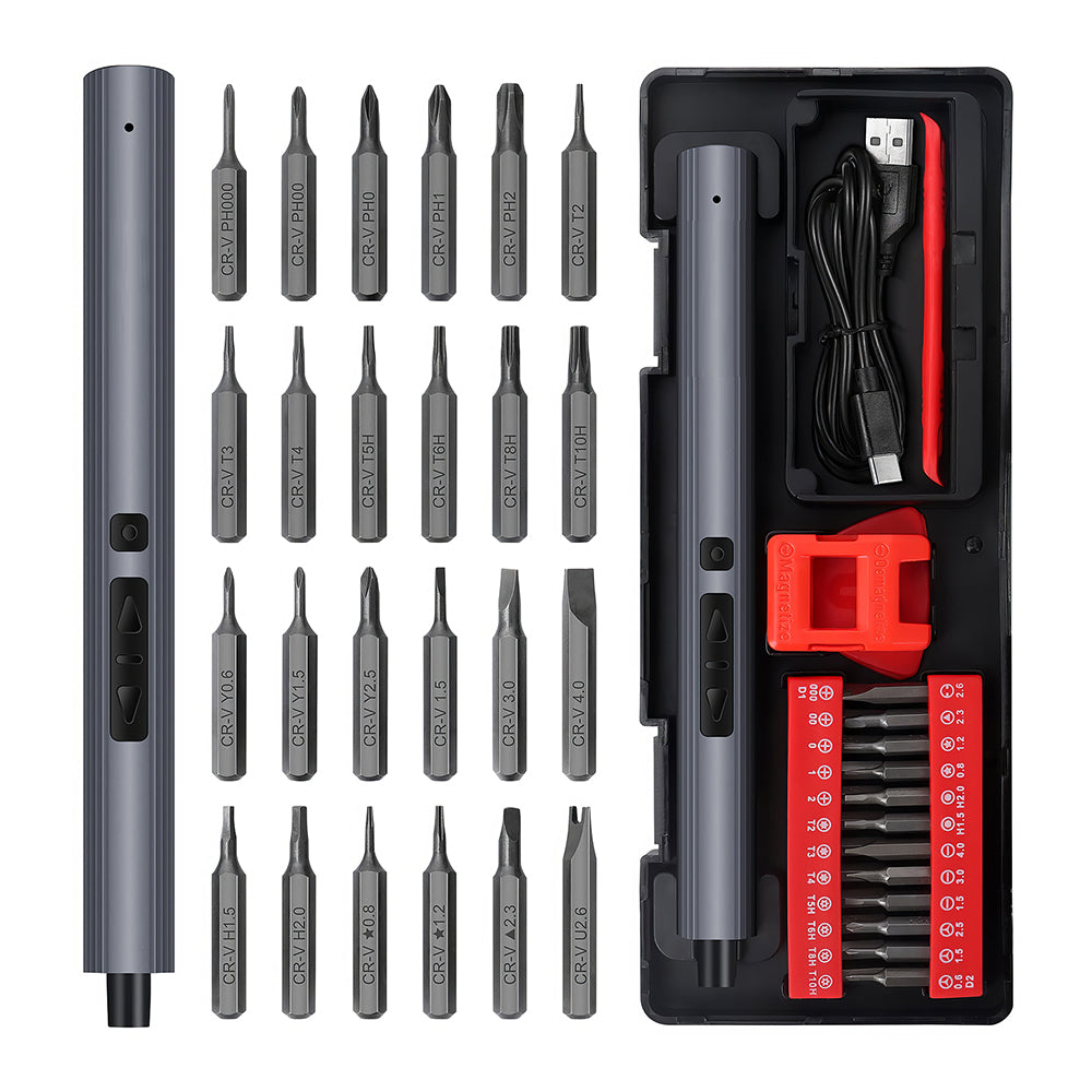 Mini Electric Screwdriver 29 in 1 Cordless Kit with 24 Magnetic Bits for Phone Laptop