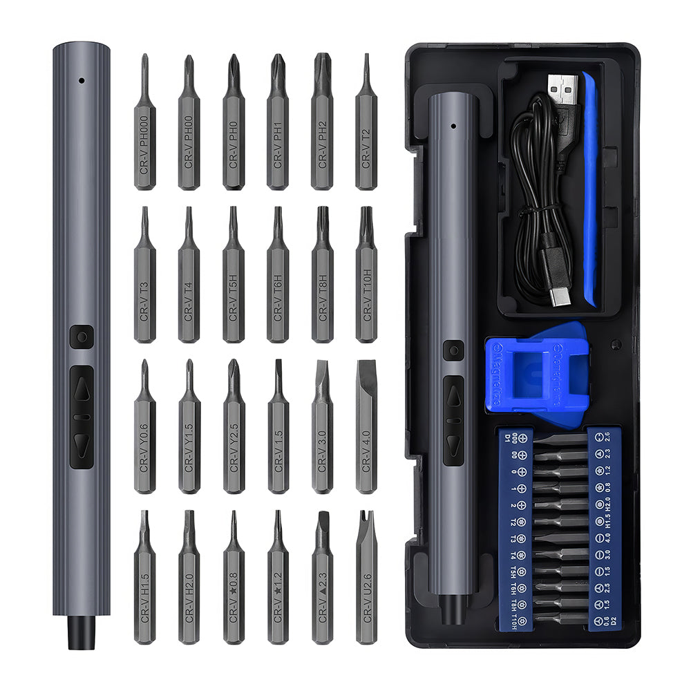 Mini Electric Screwdriver 29 in 1 Cordless Kit with 24 Magnetic Bits for Phone Laptop