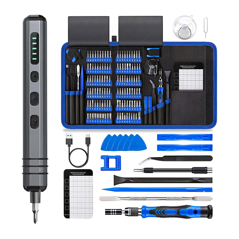 140 Piece Precision Electric Screwdriver Repair Kit with 120 Bits