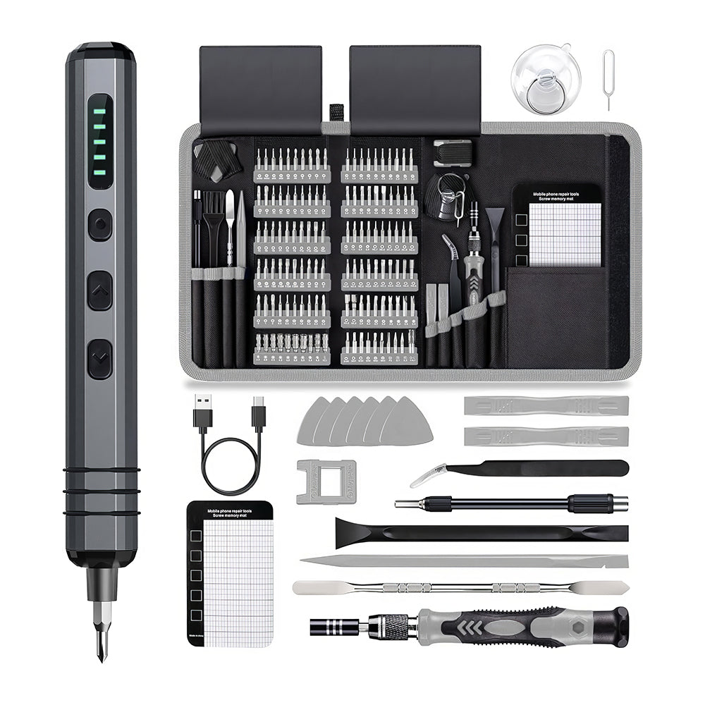 140 Piece Precision Electric Screwdriver Repair Kit with 120 Bits