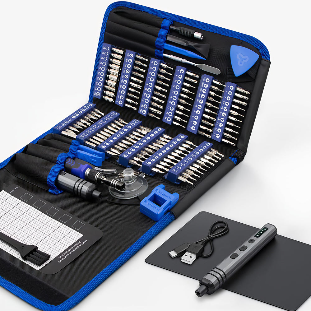 140 Piece Precision Electric Screwdriver Repair Kit with 120 Bits